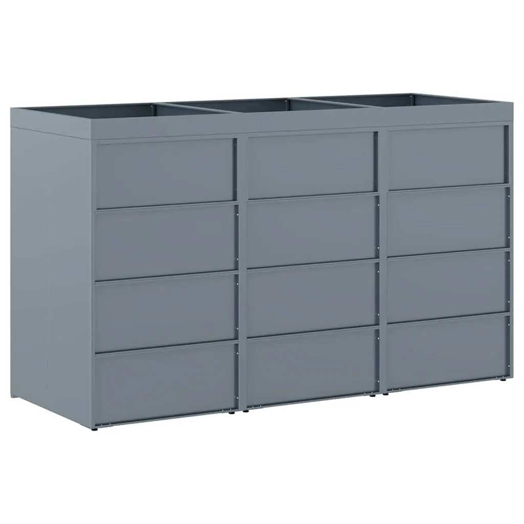 Wheelie Bin Storage Light Grey Outdoor Garden Waste Container with Planter Roof