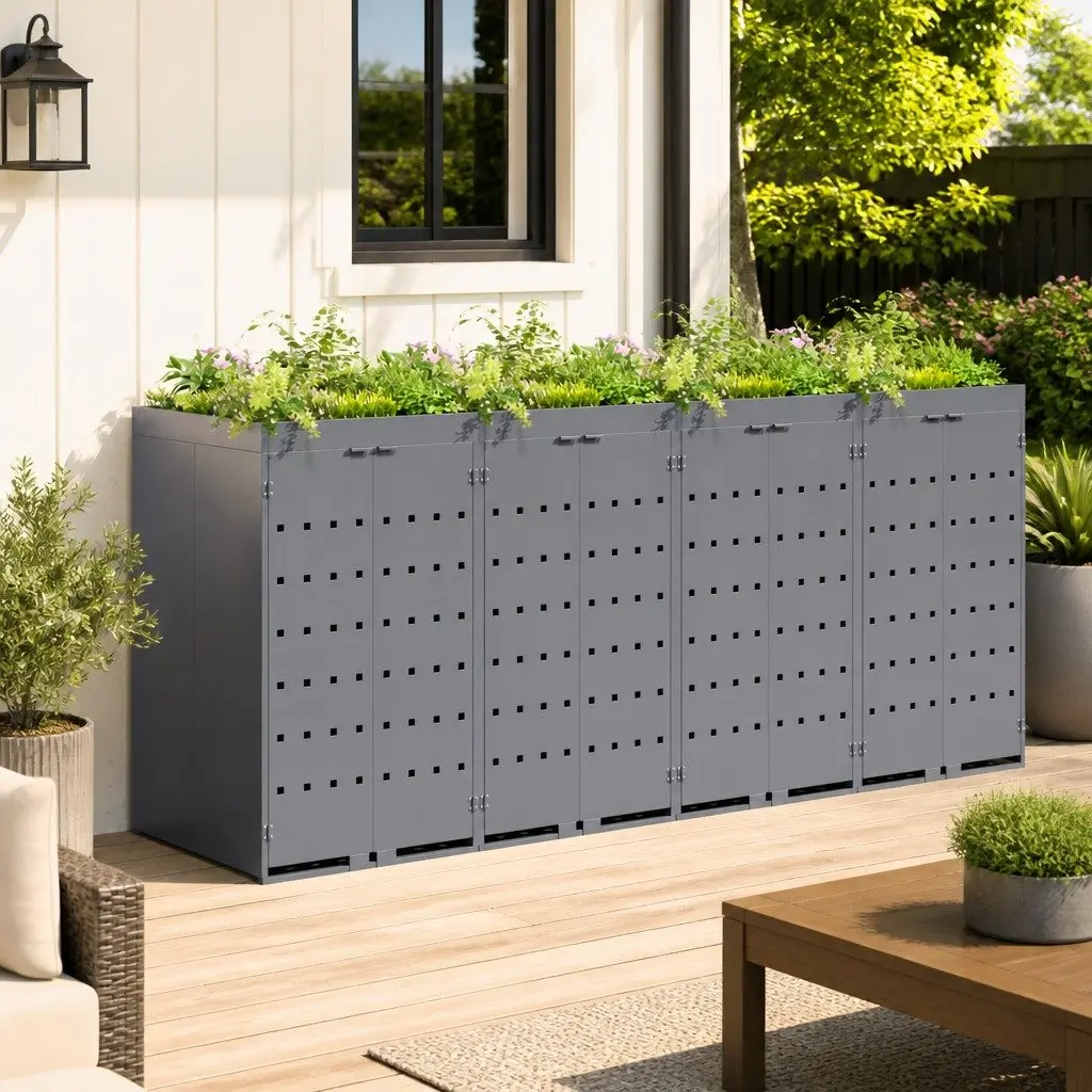 Garden Waste Container Enclosure for 4 Wheelie Bins