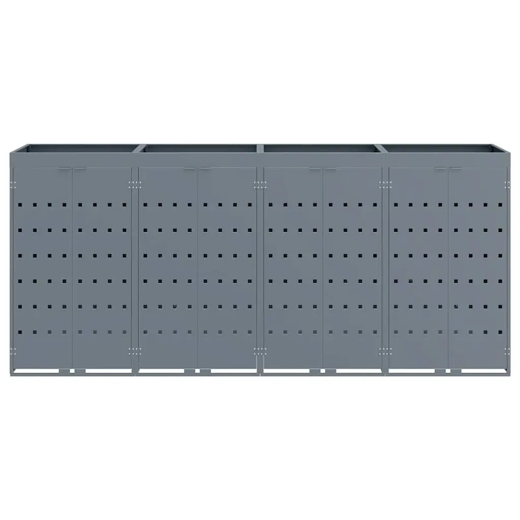 Wheelie Bin Storage Light Grey Outdoor Garden Waste Container Enclosure 4 Bins Planter Roof