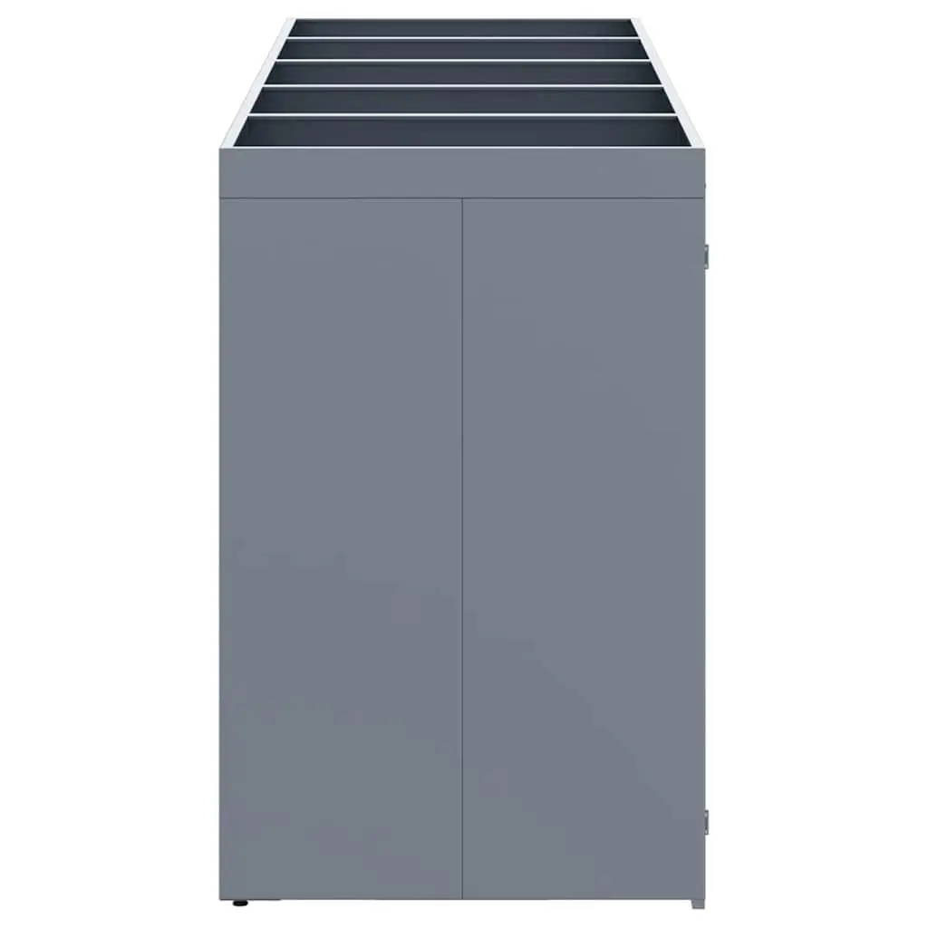 Wheelie Bin Storage Enclosure Light Grey Outdoor 5 Bins Powder-coated Steel Planter Roof