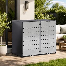 Wheelie Bin Storage Enclosure for 3 Outdoor Waste Bins Modern Design Anthracite