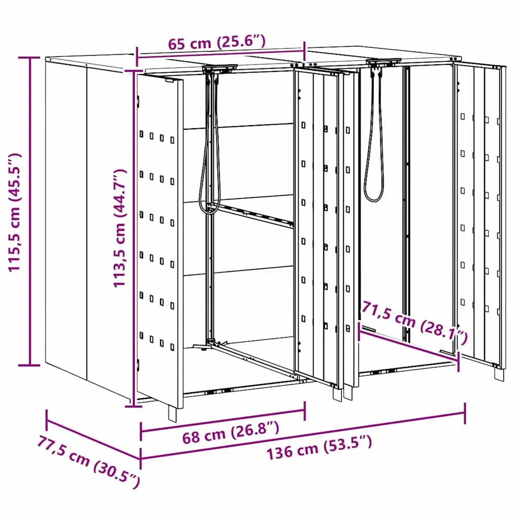 Wheelie Bin Storage Enclosure for 3 Outdoor Waste Bins Modern Design Anthracite