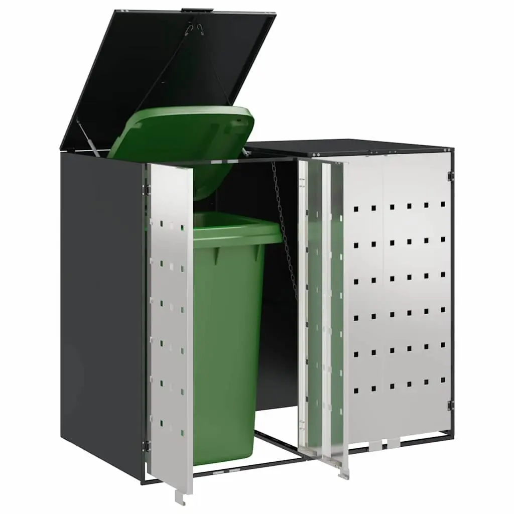 Wheelie Bin Storage Enclosure for 3 Outdoor Waste Bins Modern Design Anthracite
