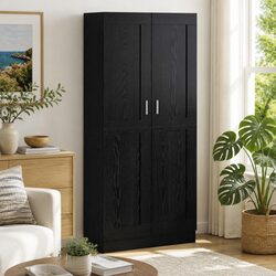 Compact Black Oak Book Cabinet for Stylish Storage