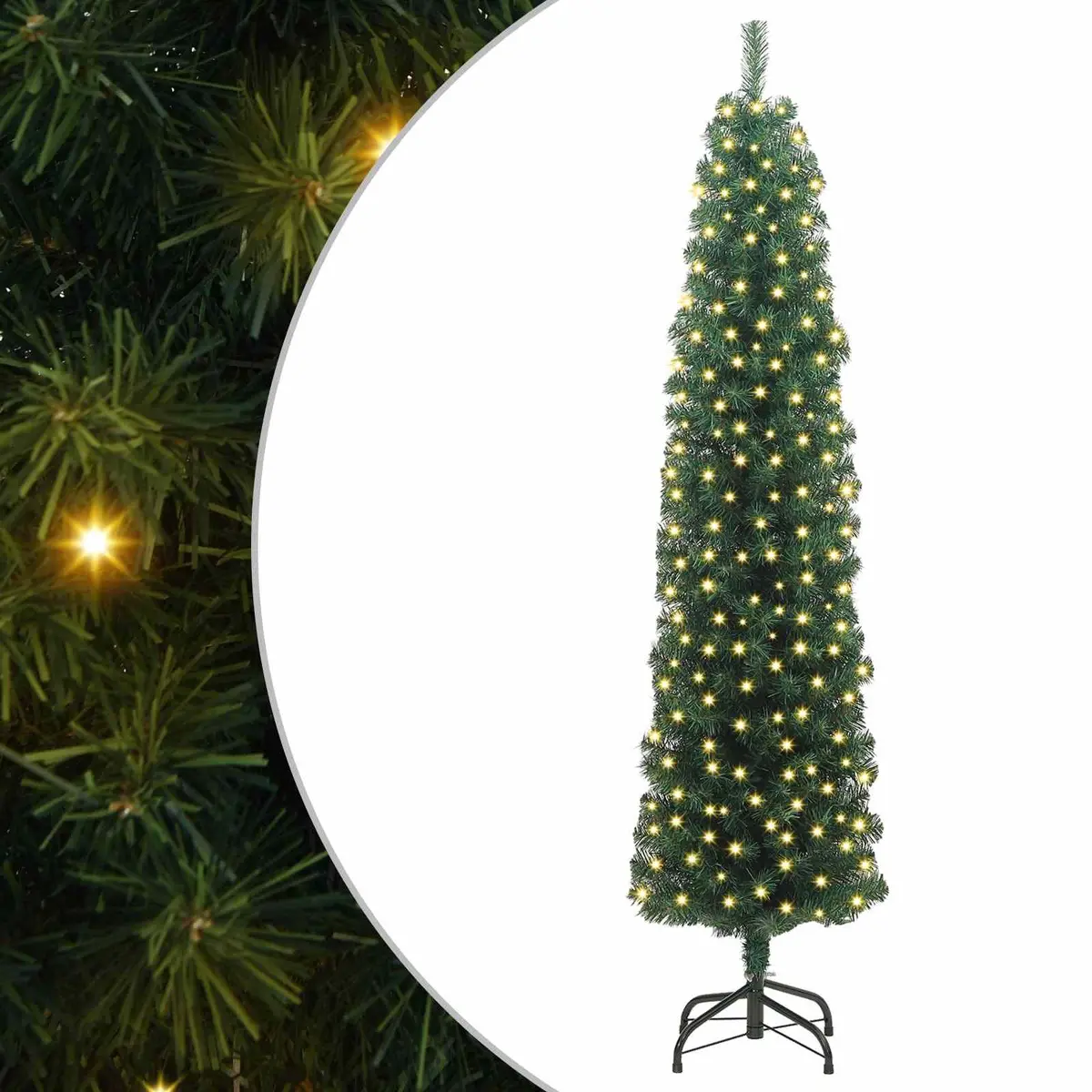 Artificial Christmas Tree Green 180cm Cone Shape 300 LED Lights