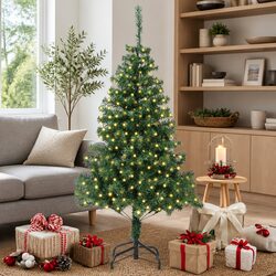 180cm Green Artificial Christmas Tree 300 LED Lights Stand Festive Indoor