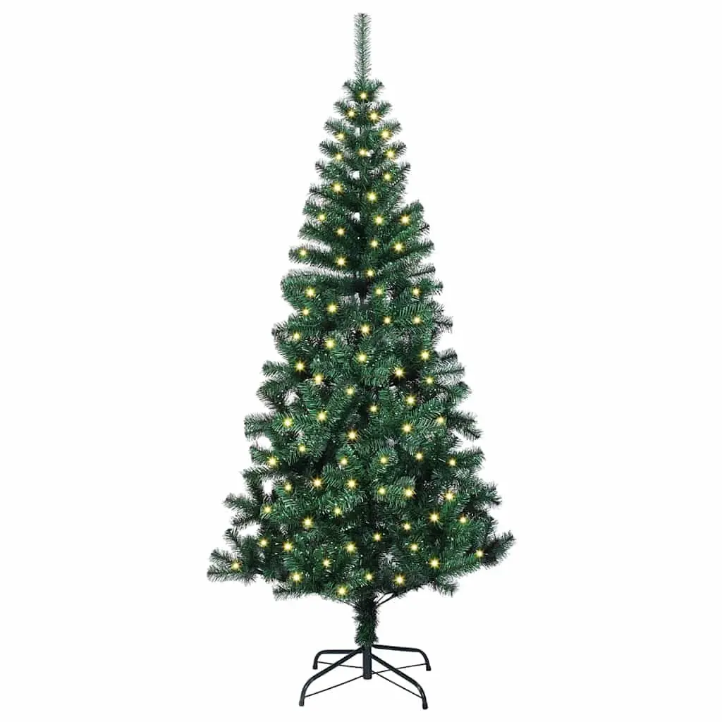 Artificial Pre-lit Christmas Tree Green 150cm Cone USB Powered LED Lights