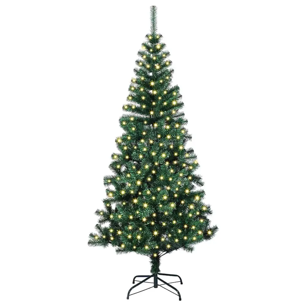 Artificial Christmas Tree Green 240cm Cone Shape Pre-lit LED Lights USB Powered