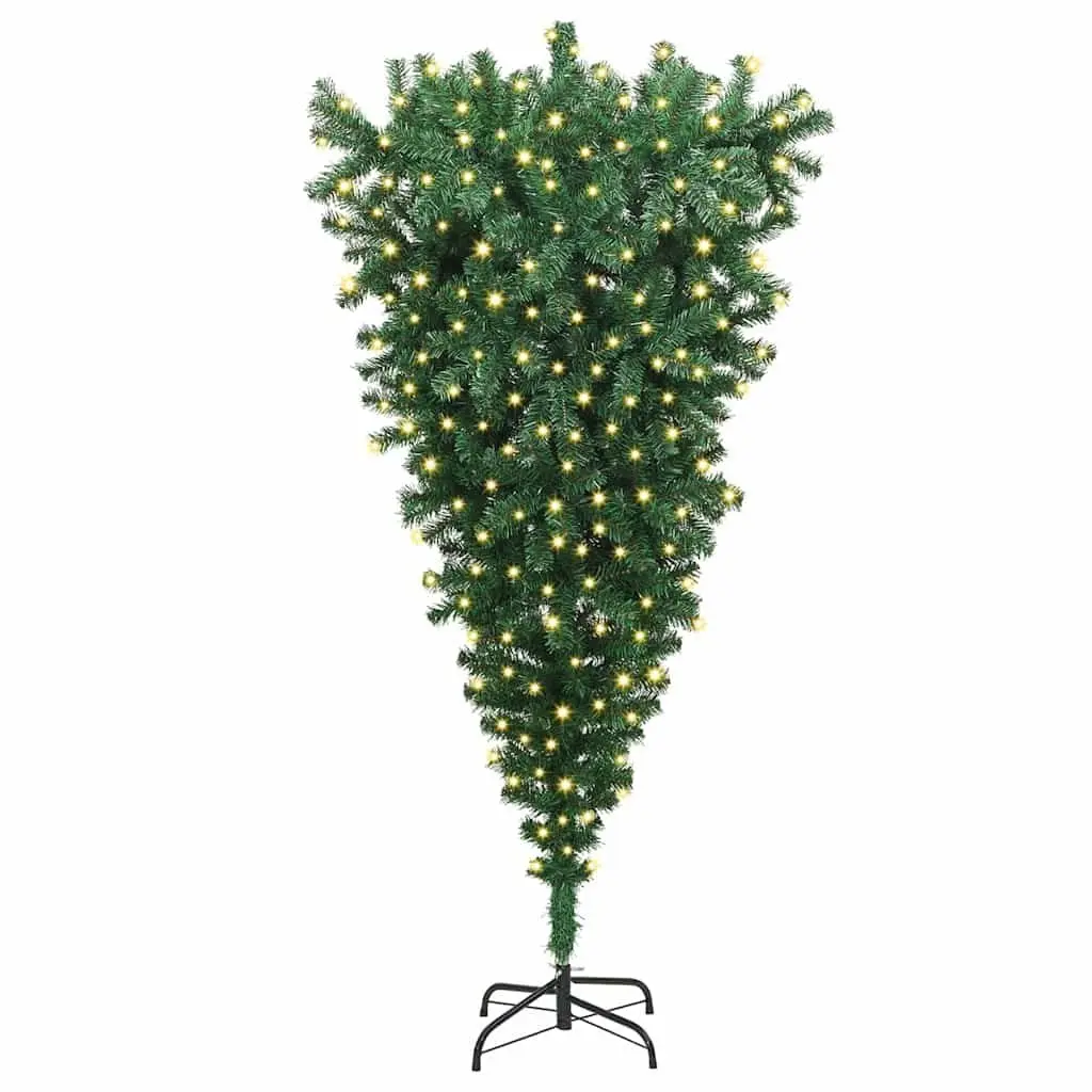 Upside-Down Artificial Christmas Tree Green 180cm Pre-lit LED USB Festive Decor