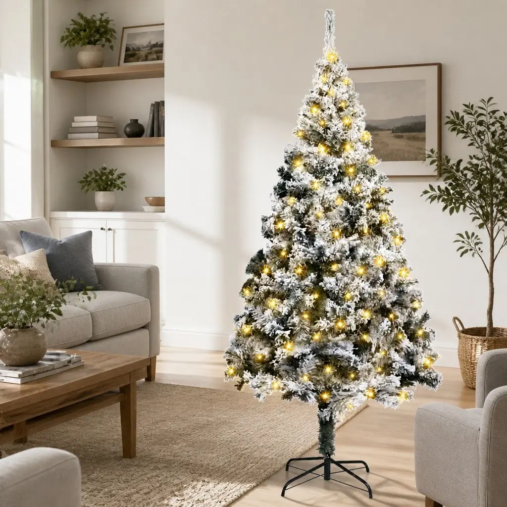 Artificial Christmas Tree White 180cm Cone Shape Integrated LED String Lights USB Powered
