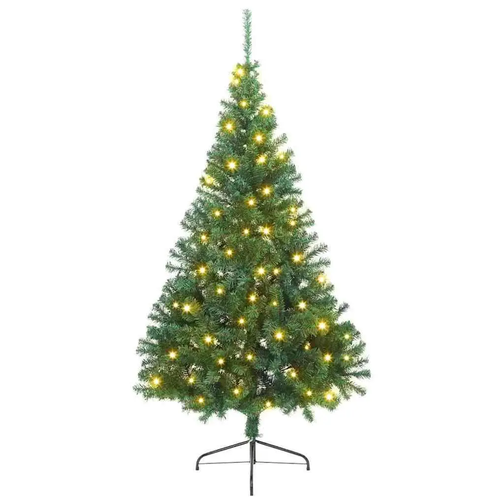 Artificial Pre-lit Christmas Tree 180 cm Green Cone LED Warm White Lights