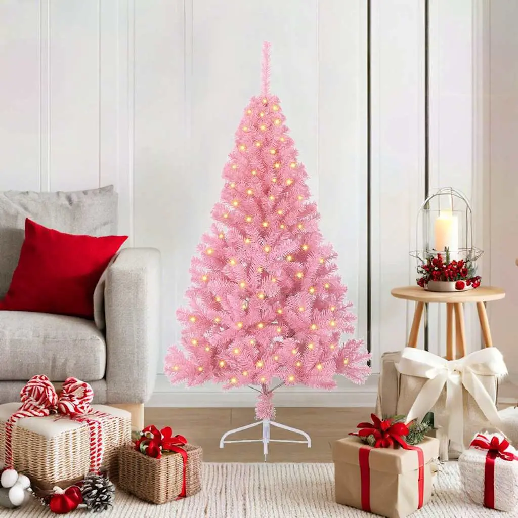 Artificial Christmas Tree Pink 120cm Pre-lit Cone Shaped LED