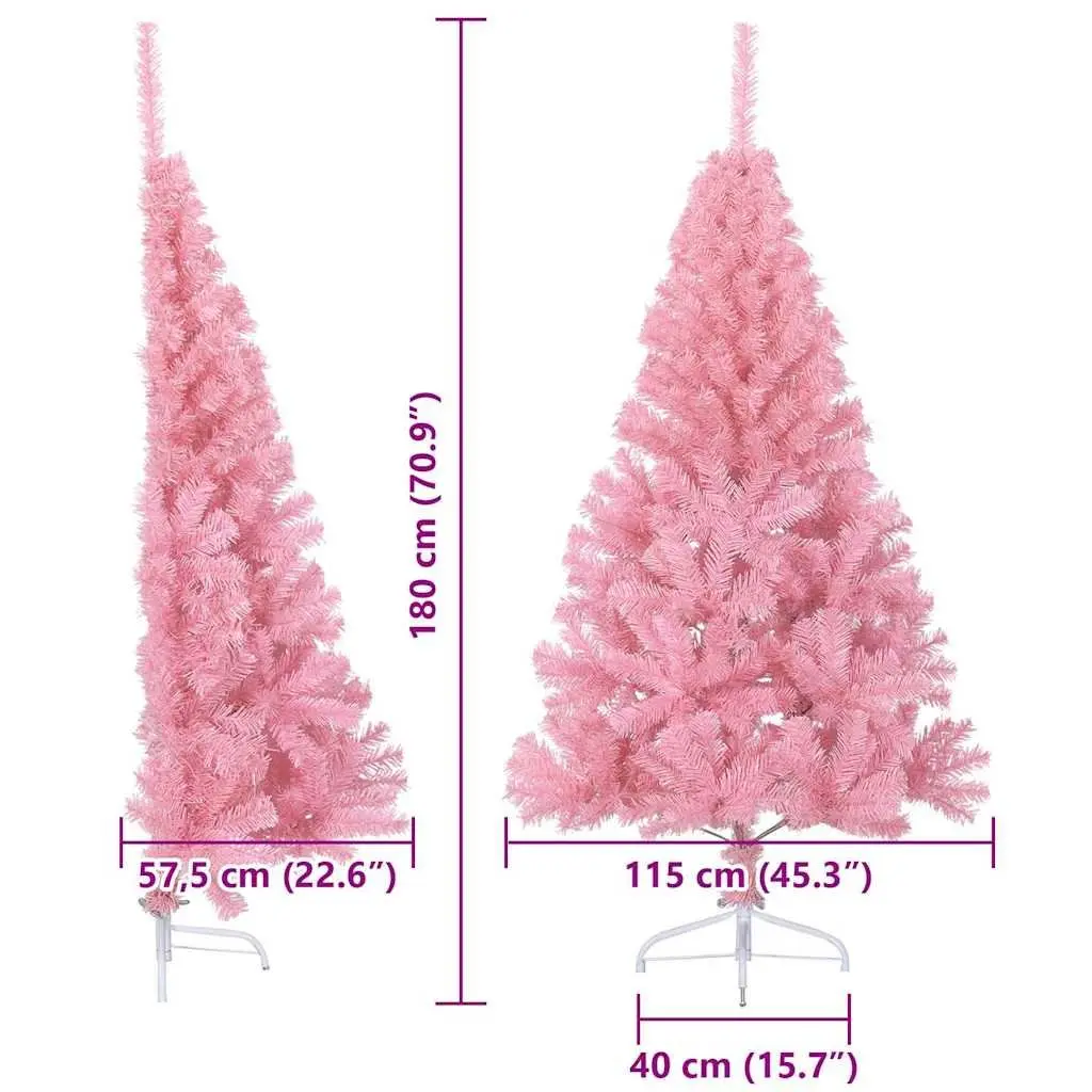 Artificial Christmas Tree Pink 180cm Pre-lit Cone Shape 300 LED Lights
