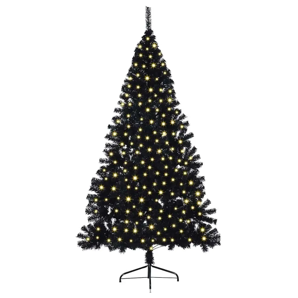 Artificial Pre-lit Christmas Tree Black 240cm Cone LED Warm Lights Indoor