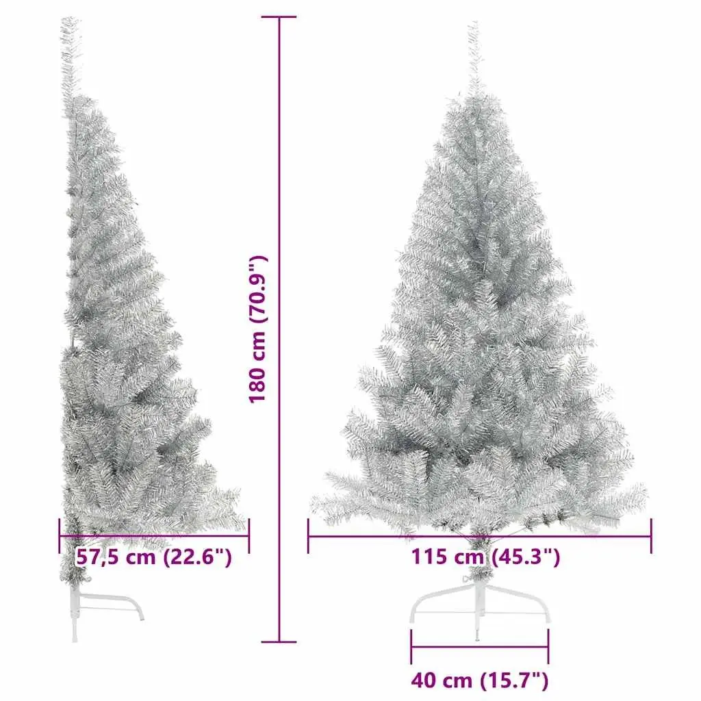 Artificial Christmas Tree Silver 180cm Pre-lit with Warm White LED Lights