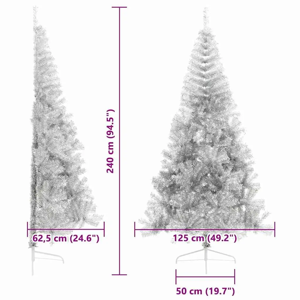 240cm Silver Christmas Tree with LED Lights