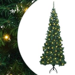 Corner Artificial Christmas Tree 180cm Green PVC LED Pre-Lit Holiday Decoration