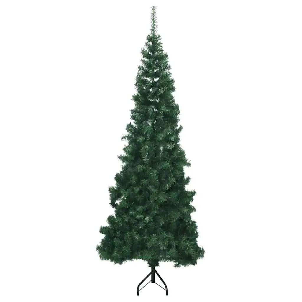 Corner Artificial Christmas Tree Green 180cm Pre-Lit with LED Lights for Compact Spaces