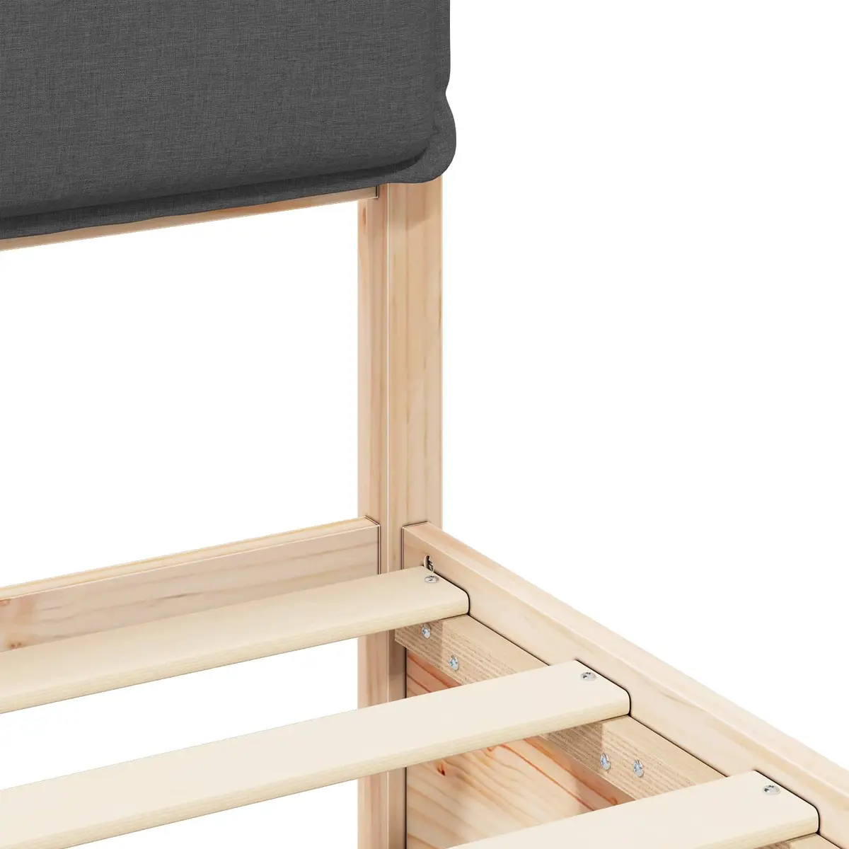 Bed Frame Grey 135 x 190 cm Upholstered Headboard Modern Platform