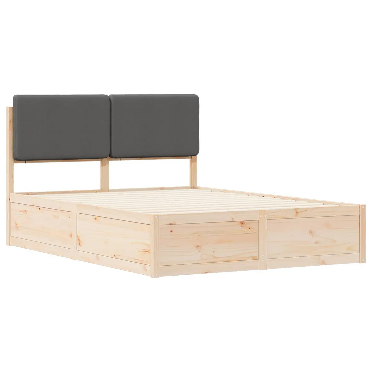 Bed Frame with Upholstered Headboard Grey 135 x 190 cm Modern Bedroom Furniture