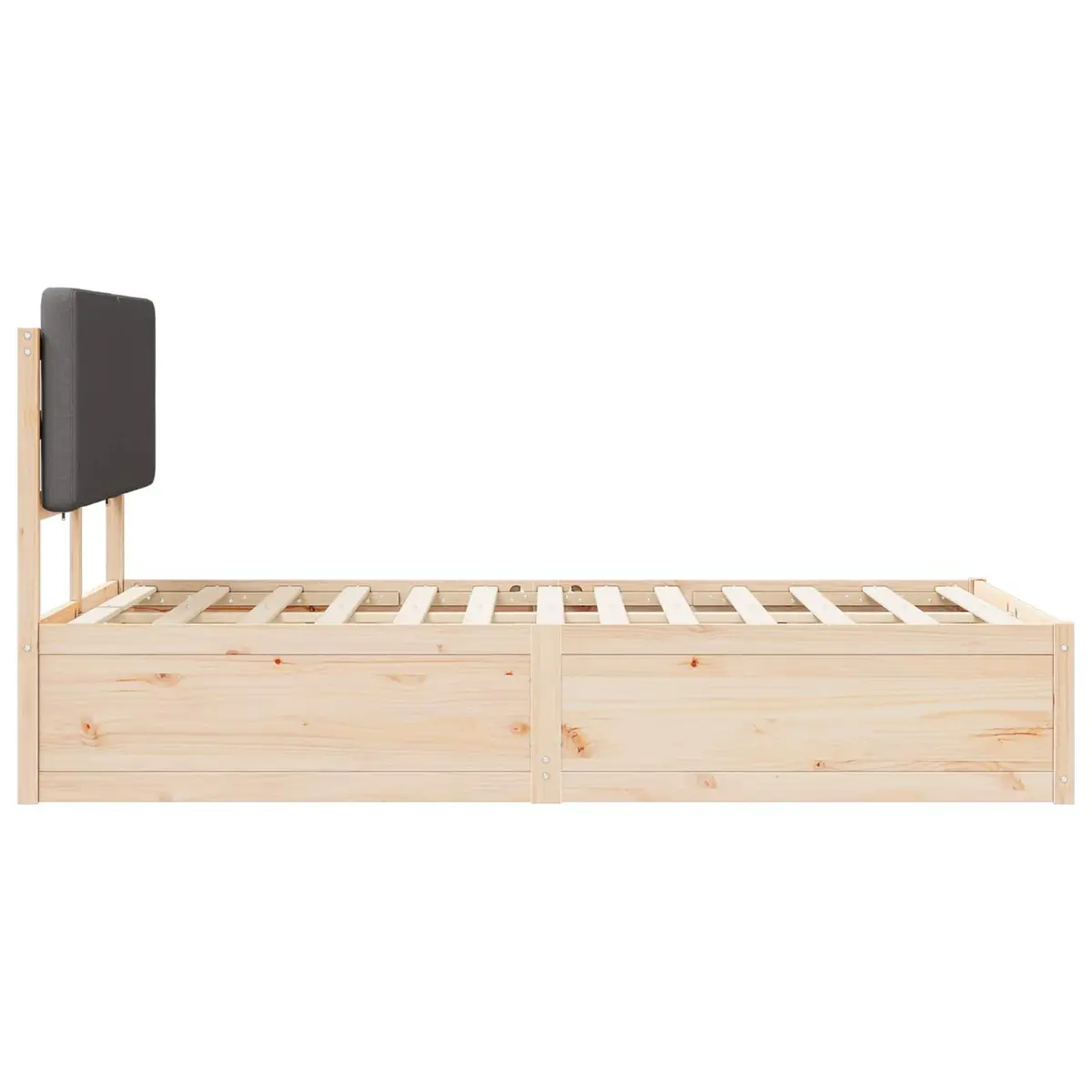 Bed Frame with Upholstered Headboard Grey 135 x 190 cm Modern Bedroom Furniture
