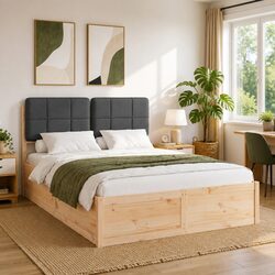 Compact Grey Upholstered Bed Frame for Modern Living