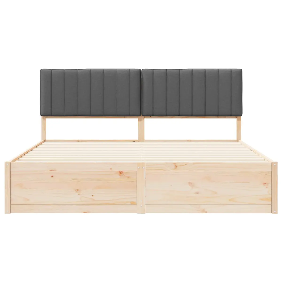 Bed Frame Dark Grey 180 x 200 cm Upholstered Headboard Solid Pine Wood