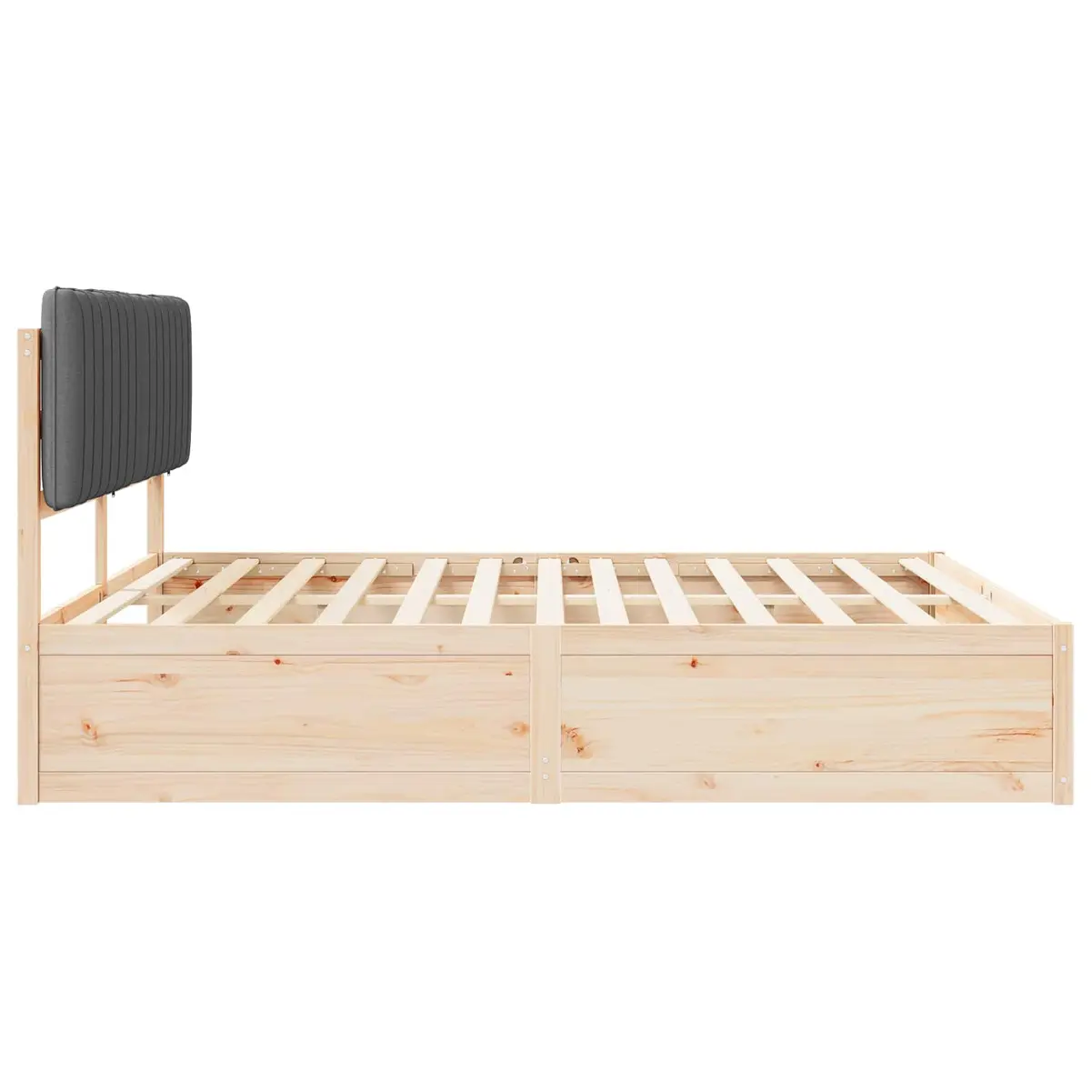 Bed Frame Dark Grey 180 x 200 cm Upholstered Headboard Solid Pine Wood