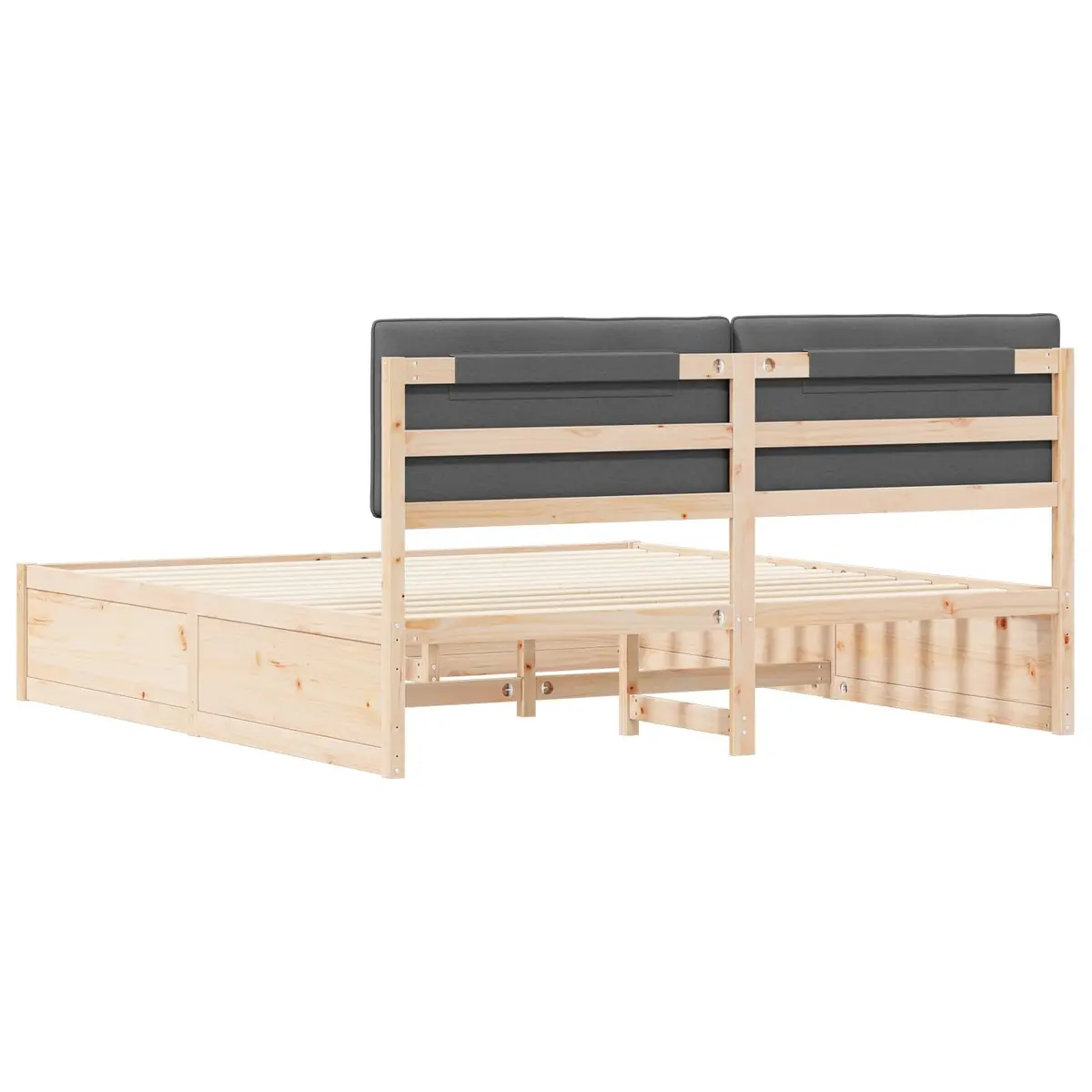 Bed Frame Dark Grey 180 x 200 cm Upholstered Headboard Solid Pine Wood