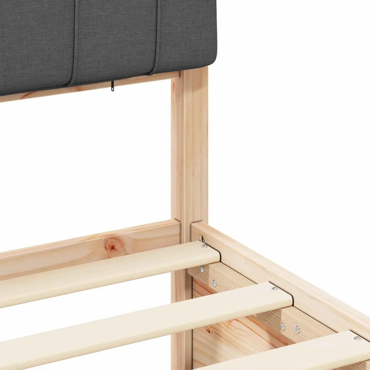 Bed Frame Dark Grey 180 x 200 cm Upholstered Headboard Solid Pine Wood