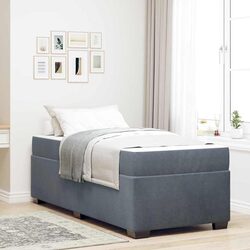 Compact Grey Bed Frame with Medium-Firm Mattress 90 x 190 cm