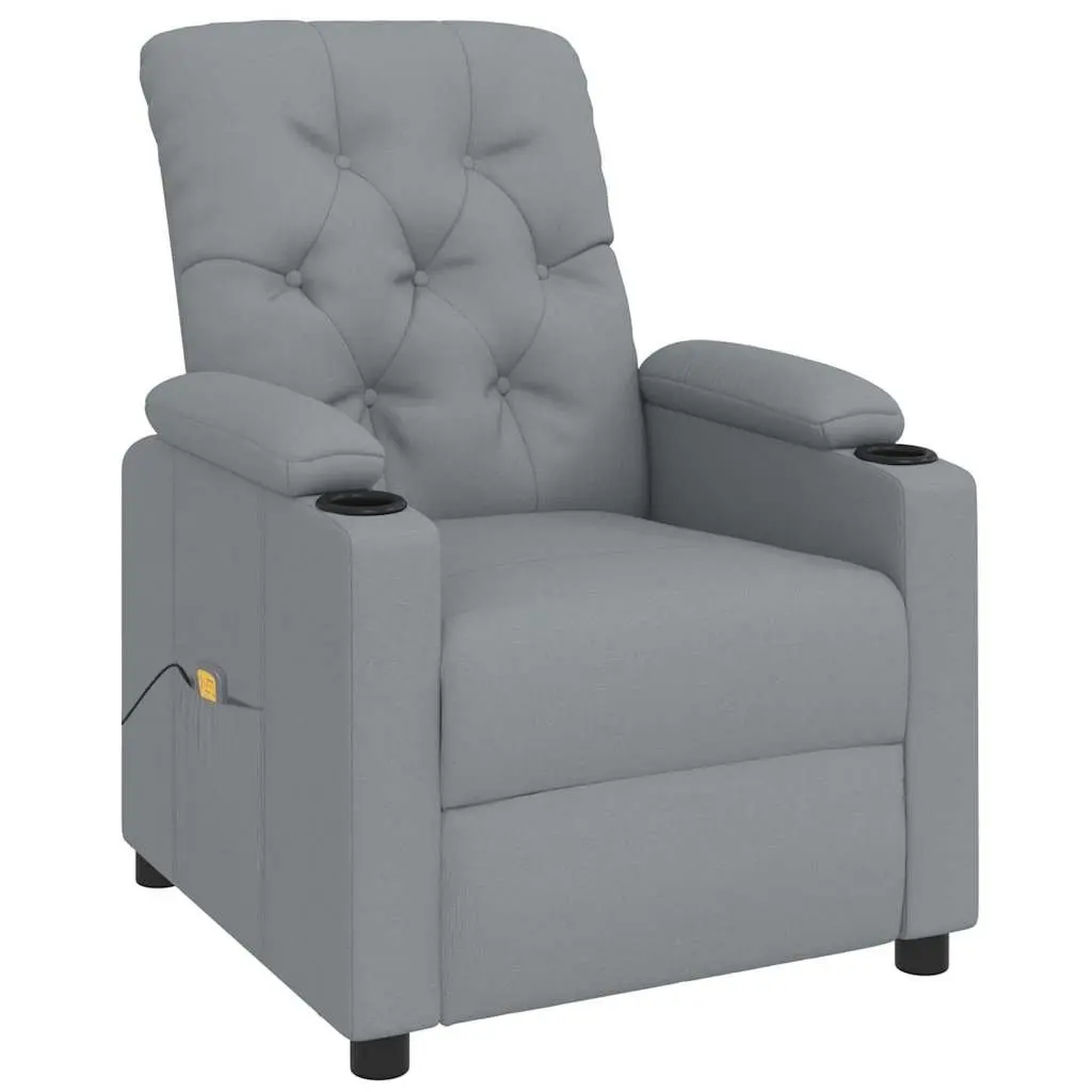 Massage Chair Vibrating Light Grey Fabric Manual Recline 3 Adjustable Positions 6 Massage Points