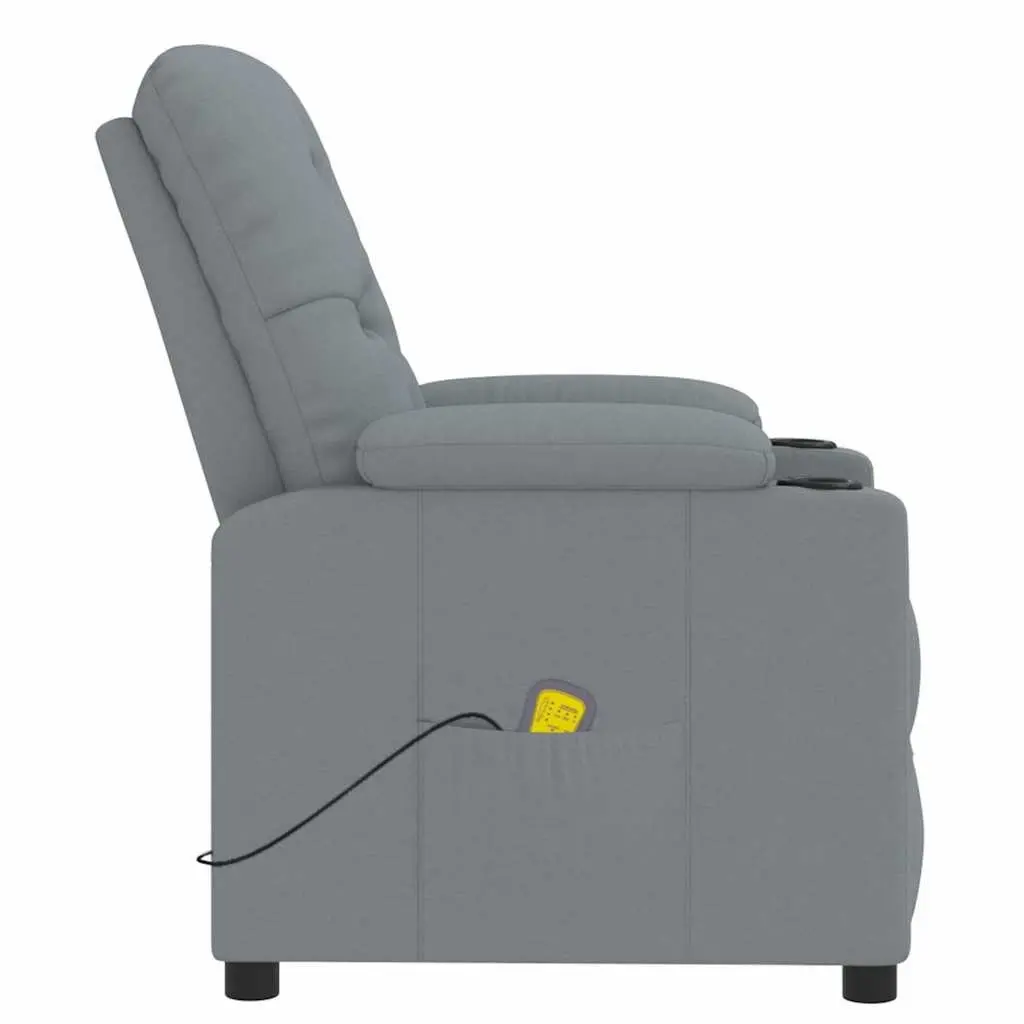 Massage Chair Vibrating Light Grey Fabric Manual Recline 3 Adjustable Positions 6 Massage Points