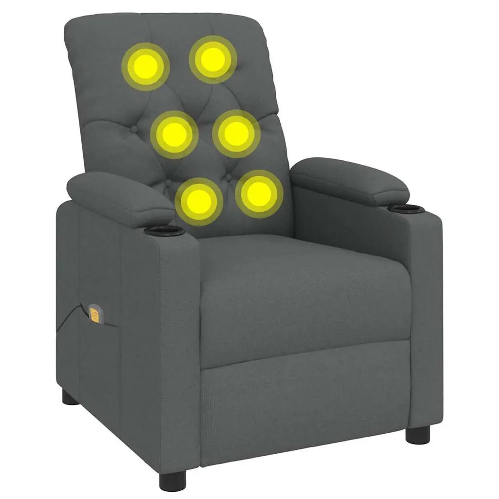 Electric Massage Chair Grey Fabric Manual Reclining 6 Points Vibration