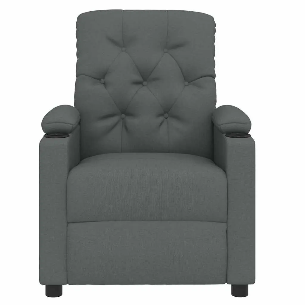Electric Massage Chair Grey Fabric Manual Reclining 6 Points Vibration