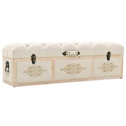 Compact Cream Padded Storage Bench, Great for Any Room
