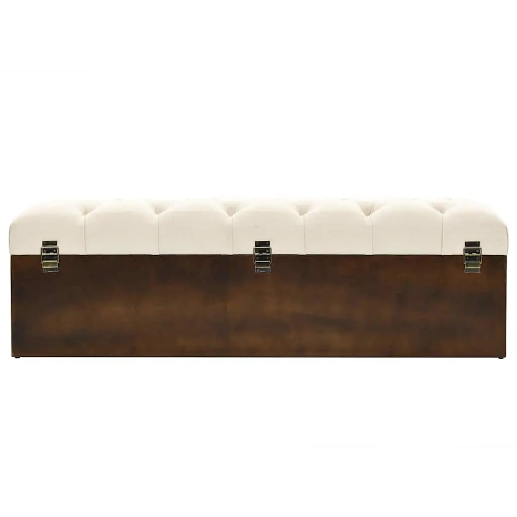 Storage Bench Cream 110cm Padded Seat Internal Storage for Entryway Hallway Living Room Furniture