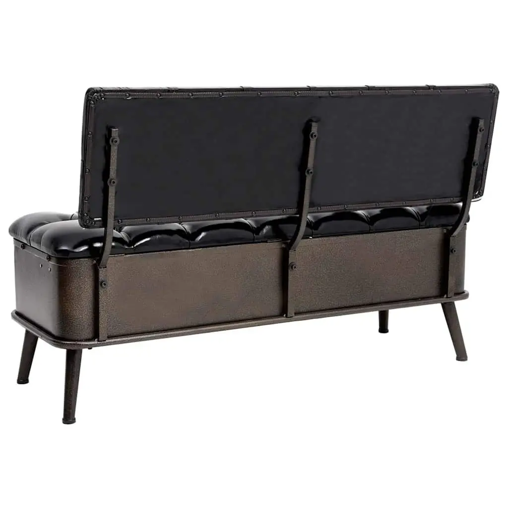 Storage Bench Black 110cm Foam Padded Seat Backrest