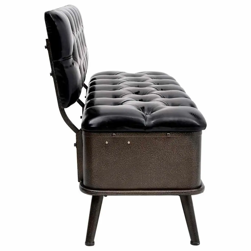 Storage Bench Black 110cm Foam Padded Seat Backrest