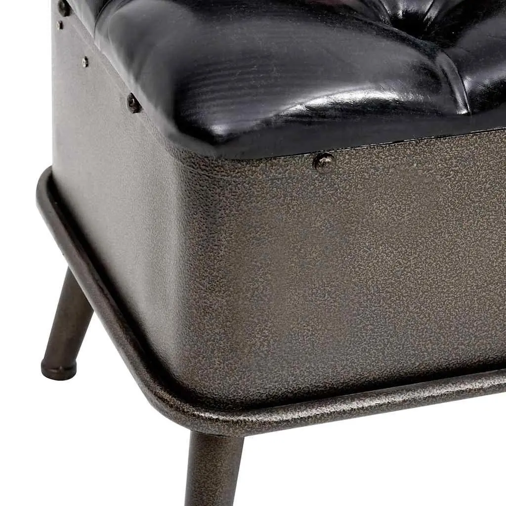 Storage Bench Black 110cm Foam Padded Seat Backrest