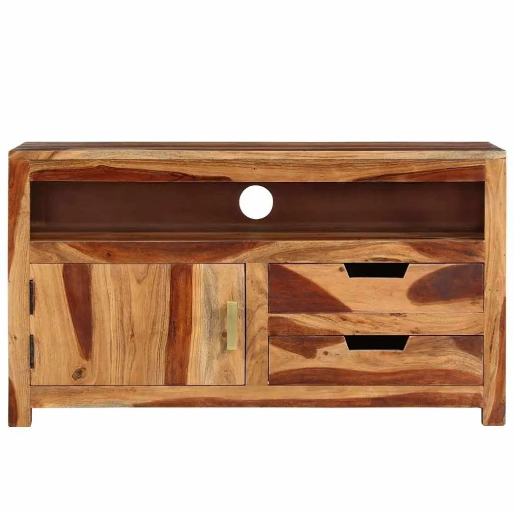 Wooden TV Cabinet Brown 90x34.5x50 cm Solid Acacia Wood Lowboard Storage Unit