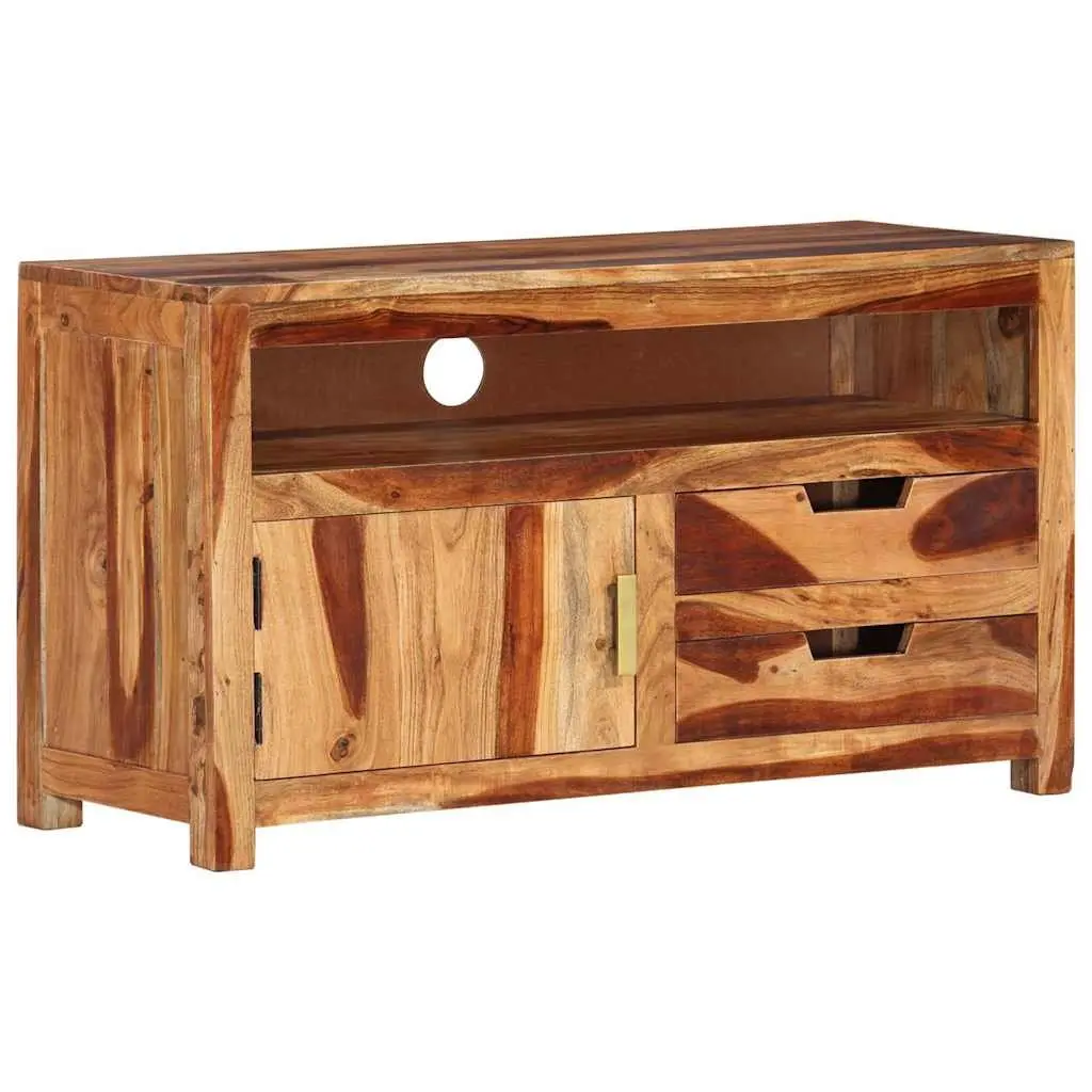 Wooden TV Cabinet Brown 90x34.5x50 cm Solid Acacia Wood Lowboard Storage Unit