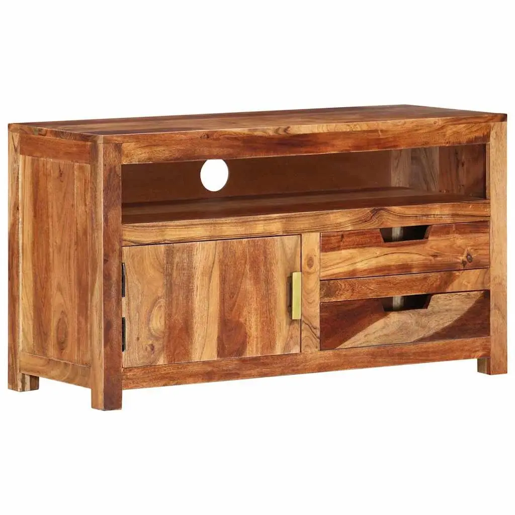 Wooden TV Cabinet Brown 90x34.5x50 cm Solid Acacia Wood Lowboard Storage Unit