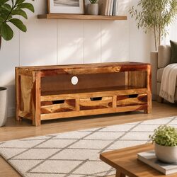110cm Acacia Wood TV Cabinet with Storage