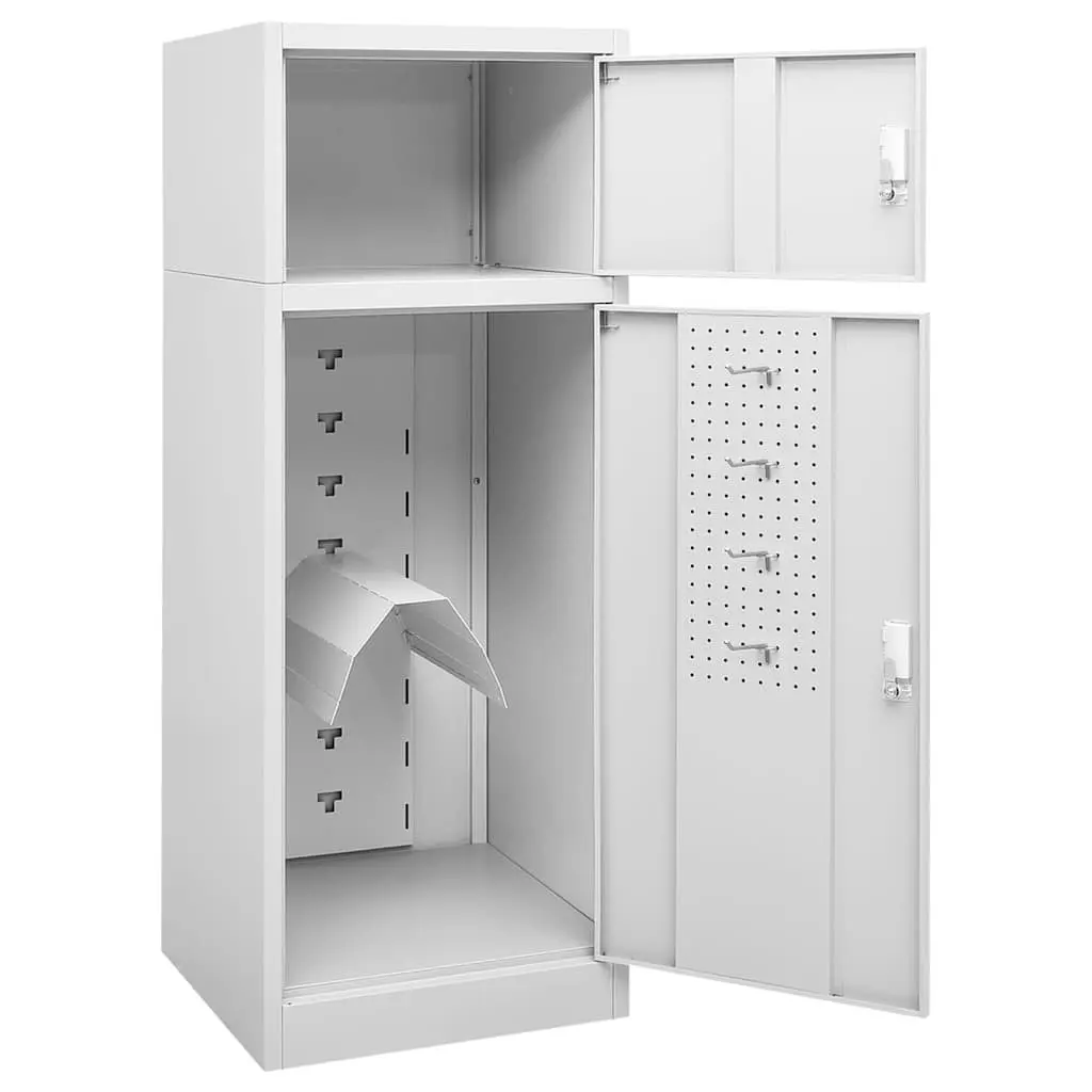 Saddle Cabinet Grey 53 x 53 x 140 cm Lockable Doors Equestrian Equipment Storage