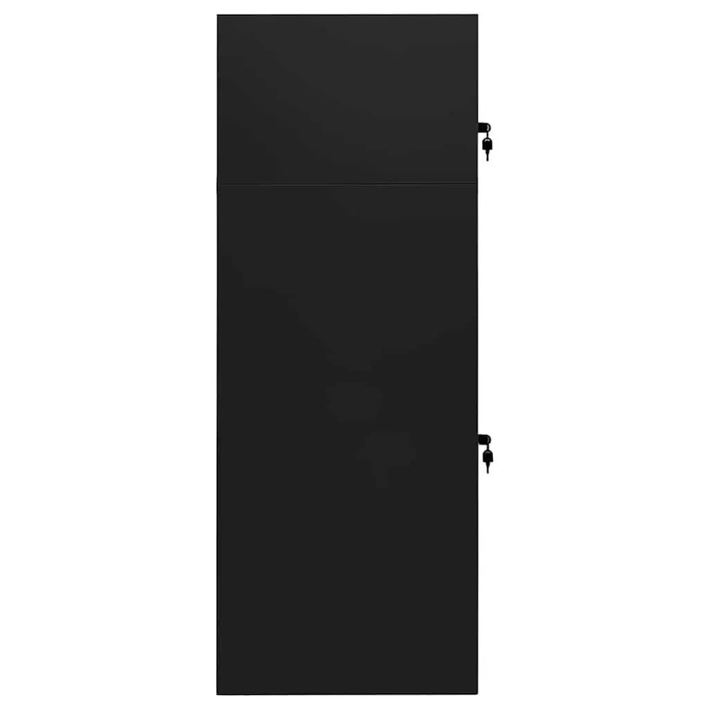 Saddle Cabinet Black Steel 53x53x140cm Lockable Doors