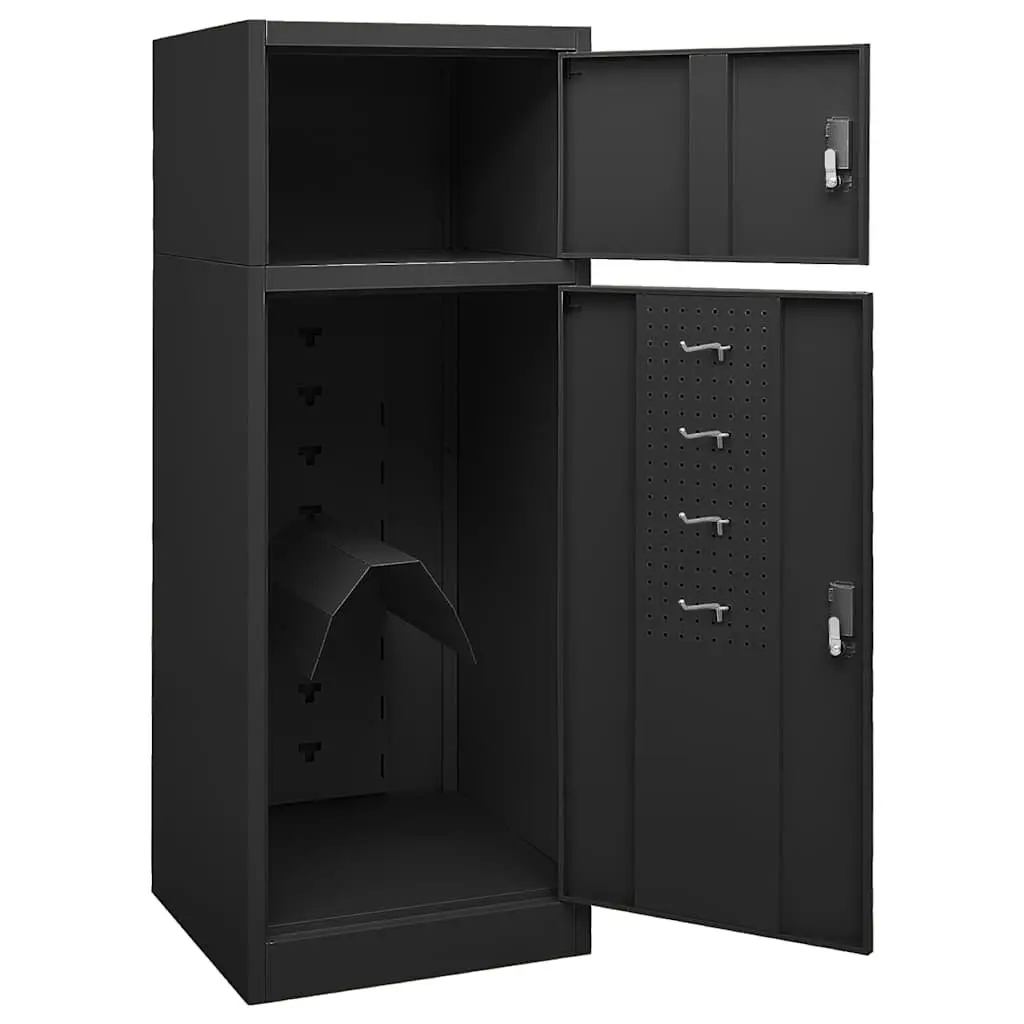 Saddle Cabinet Anthracite 53x53x140cm 2 Compartment Lockable Doors