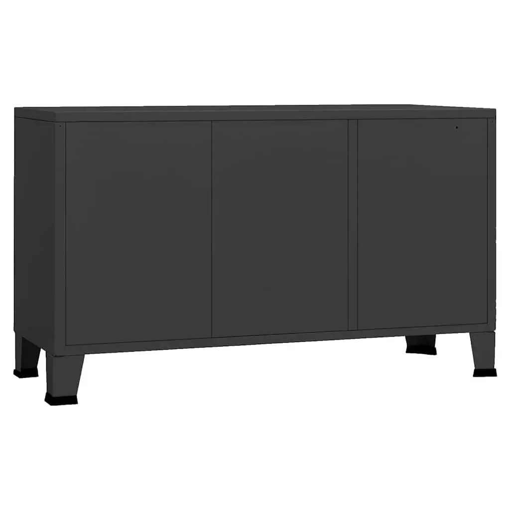 Industrial Sideboard Black 105x35x62 Metal Storage Cabinet with Glass Door Compartments