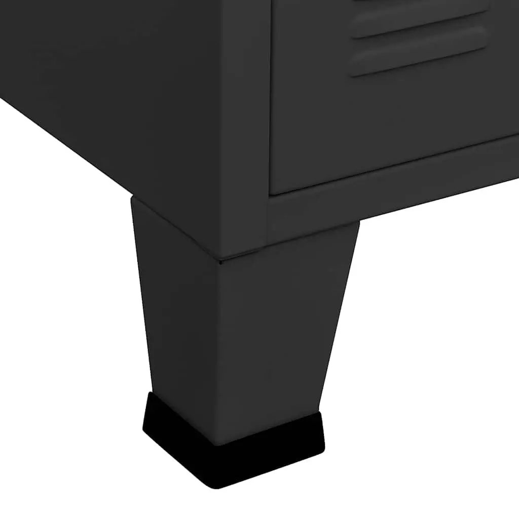 Industrial Sideboard Black 105x35x62 Metal Storage Cabinet with Glass Door Compartments