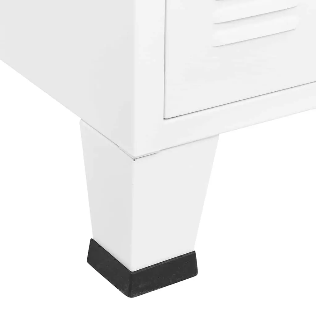 White Industrial Sideboard Storage Cabinet Glass Door Metal Frame 105W x 35D x 62H cm